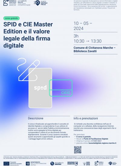 “SPID e CIE Master Edition e il valore legale della firma digitale” corso avanzato Progetto Bussola Digitale