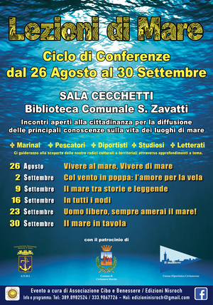 “Lezioni di mare” ciclo di conferenze dal 26 agosto al 30 settembre