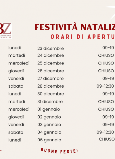 Festività natalizie 2024/25 – orari di apertura