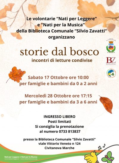 🐣Storie dal bosco – incontri Nati per Leggere | sabato17 e mercoledì 28 ottobre 2026
